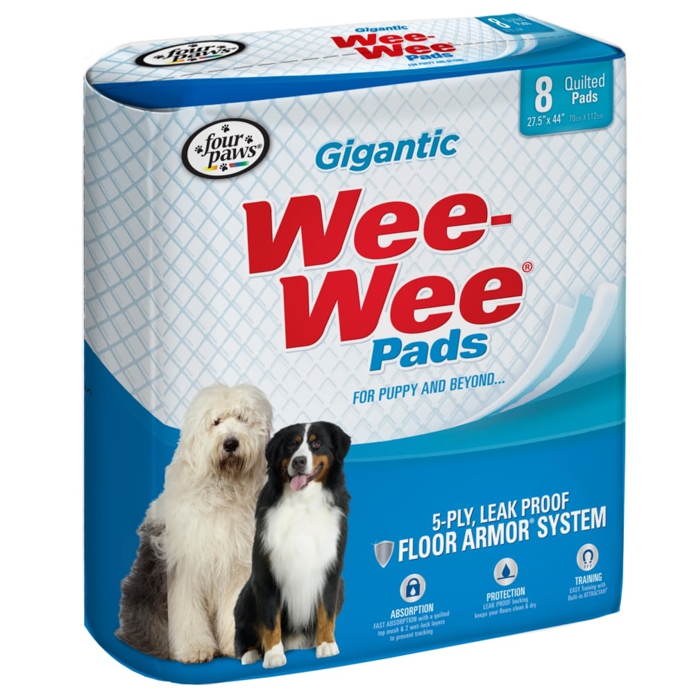 slide 1 of 1, Four Paws Wee-Wee Gigantic Potty Pads, 8 ct