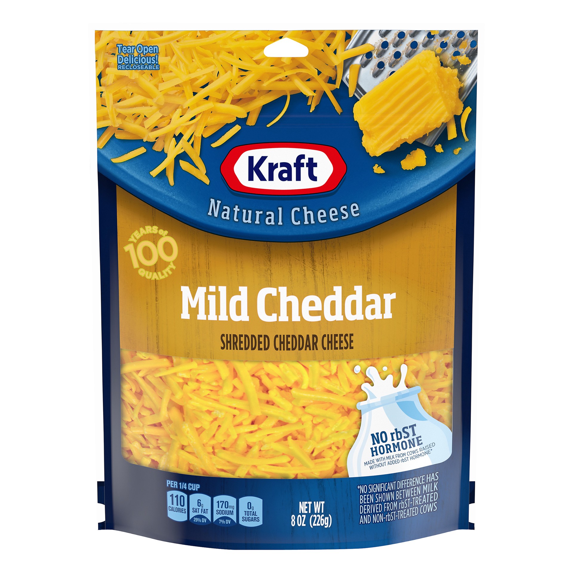 slide 1 of 9, Kraft Mild Cheddar Shredded Cheese, 8 oz Bag, 8 oz