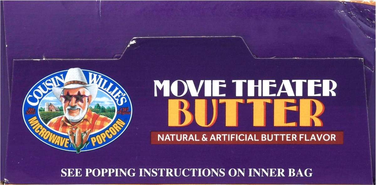 slide 5 of 9, Cousin Willie's 3 Pack Movie Theater Butter Microwave Popcorn 3 ea, 3 ct