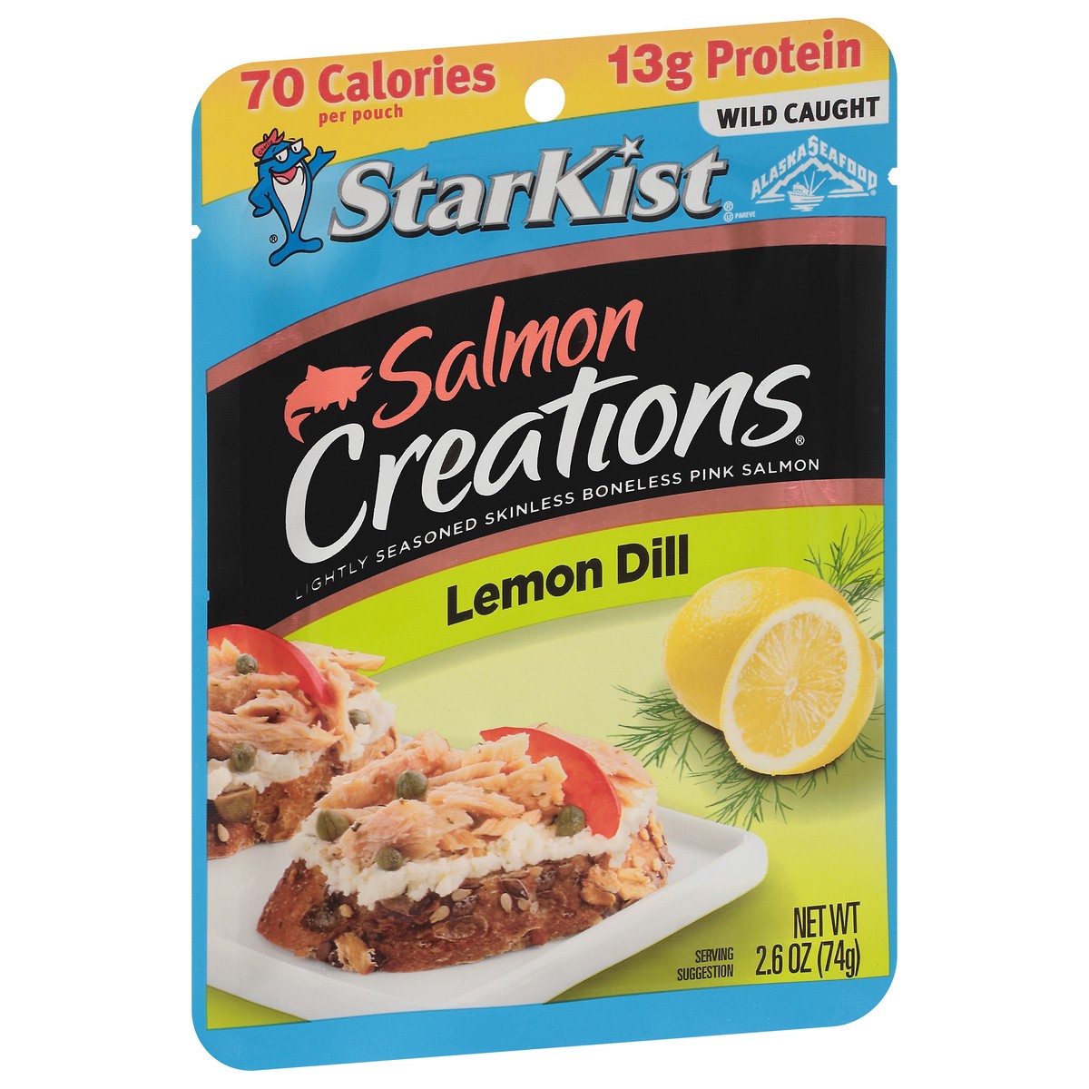 slide 2 of 9, StarKist Salmon Creations Wild Caught Boneless Skinless Lemon Dill Pink Salmon 2.6 oz, 2.6 oz