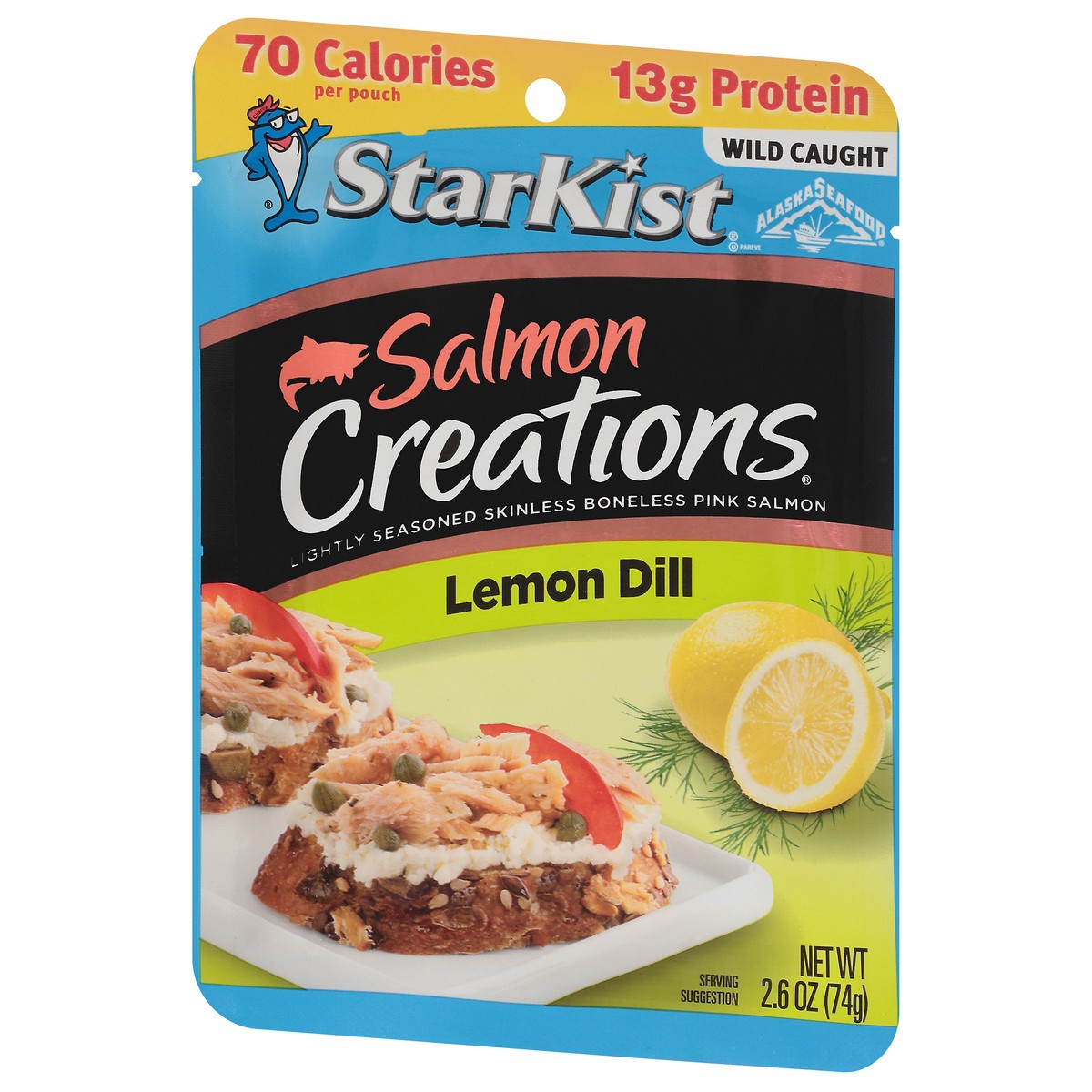 slide 3 of 9, StarKist Salmon Creations Wild Caught Boneless Skinless Lemon Dill Pink Salmon 2.6 oz, 2.6 oz