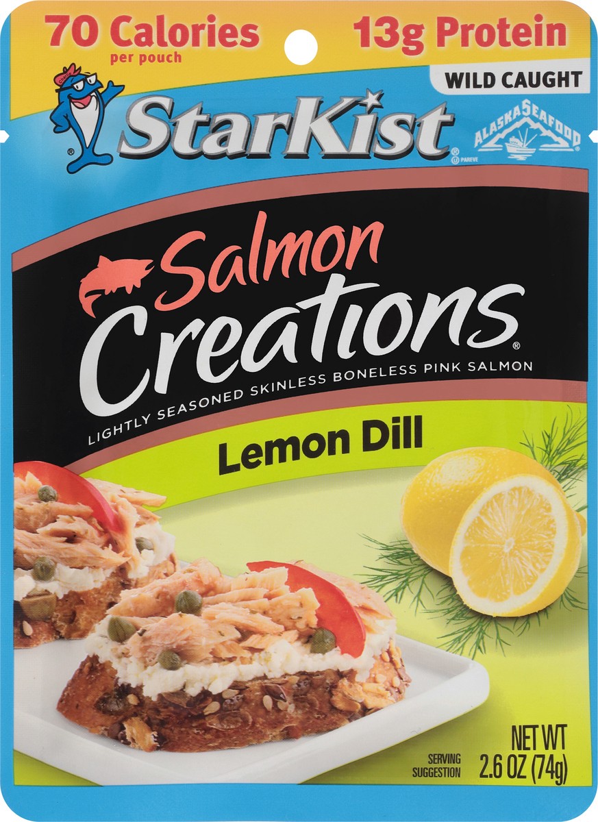 slide 6 of 9, StarKist Salmon Creations Wild Caught Boneless Skinless Lemon Dill Pink Salmon 2.6 oz, 2.6 oz