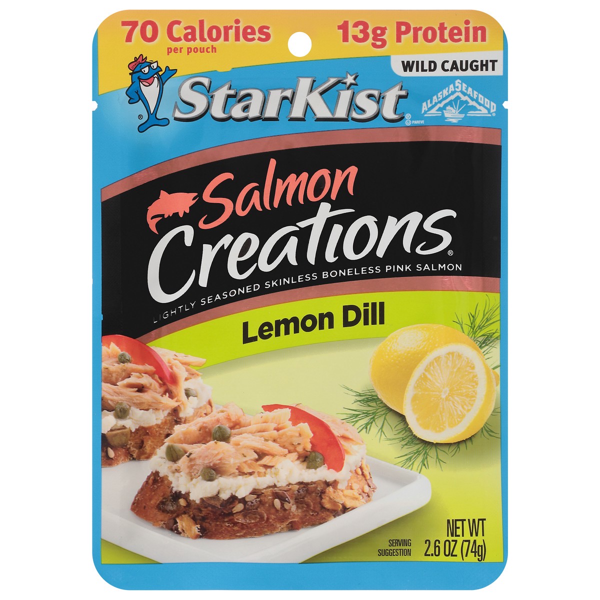 slide 1 of 9, StarKist Salmon Creations Wild Caught Boneless Skinless Lemon Dill Pink Salmon 2.6 oz, 2.6 oz
