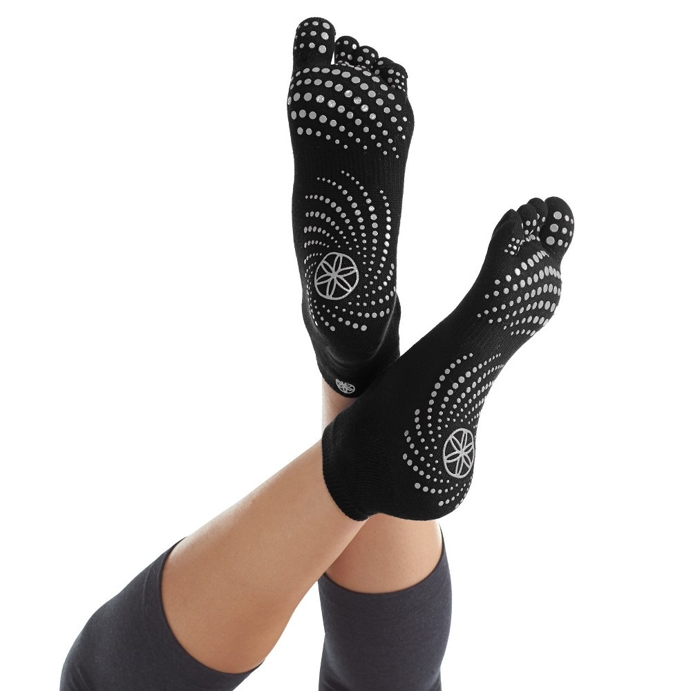 slide 4 of 6, Gaiam No Slip Black/Gray Yoga Socks (S/M), 1 ct