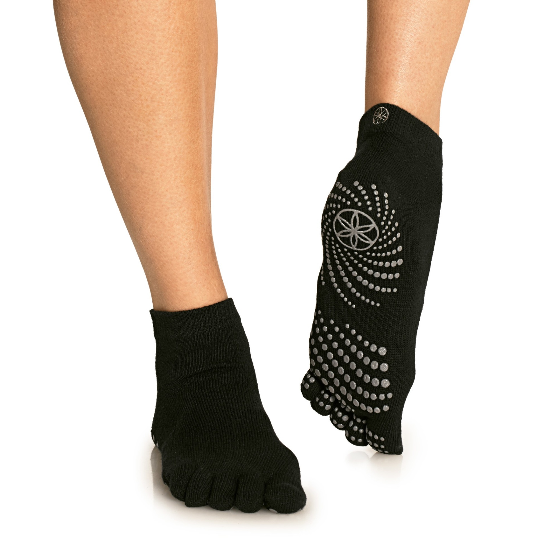 slide 1 of 6, Gaiam No Slip Black/Gray Yoga Socks (S/M), 1 ct