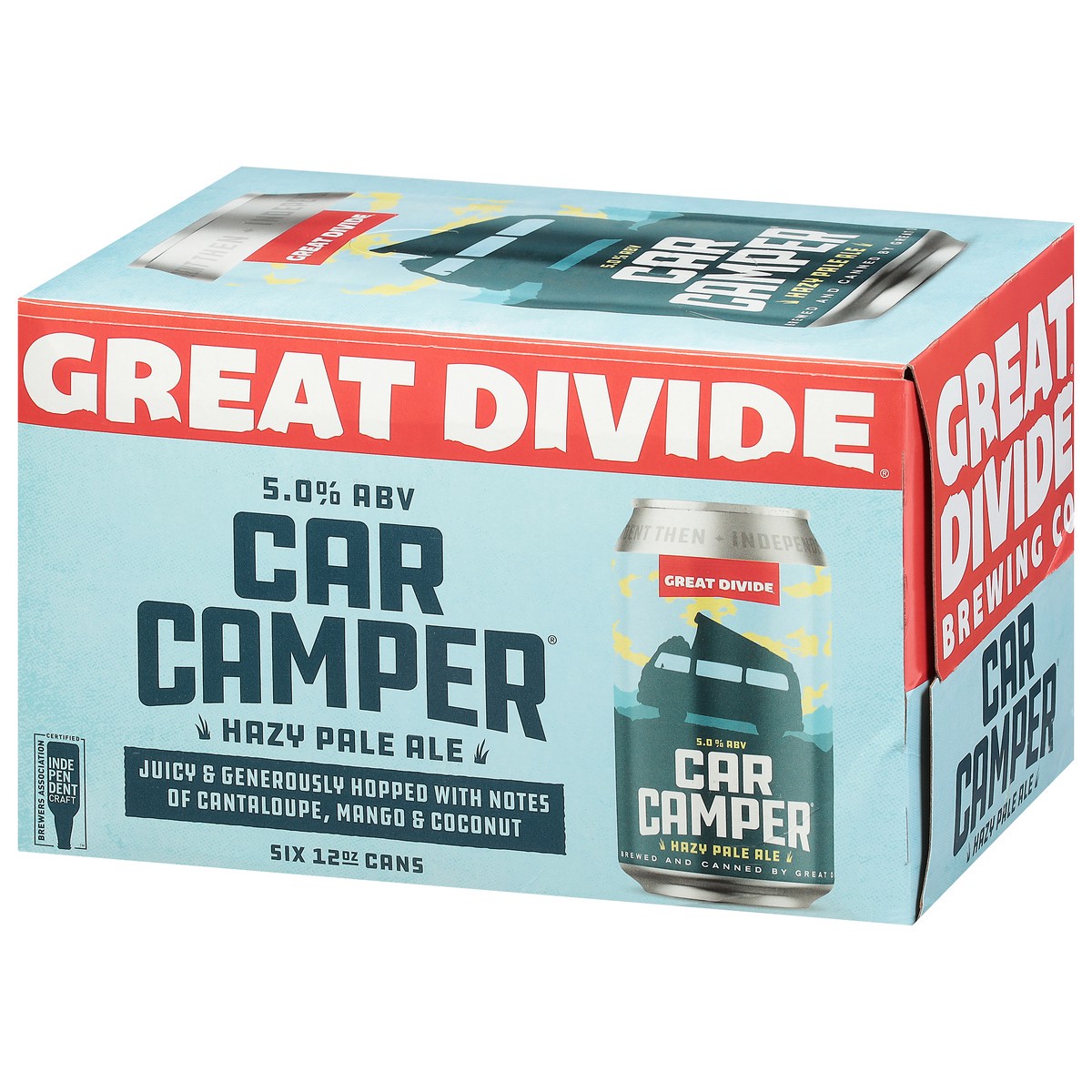 slide 5 of 9, Great Divide Brewing Co. Hazy Pale Ale Car Camper Beer 6 - 12 oz Cans, 6 ct; 12 oz