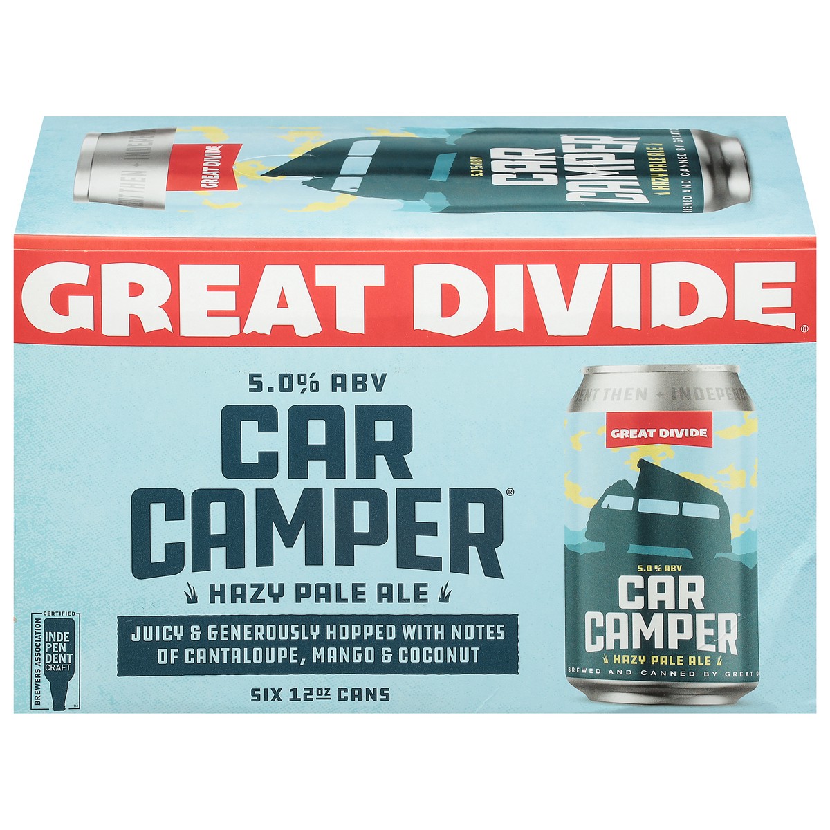 slide 1 of 9, Great Divide Brewing Co. Hazy Pale Ale Car Camper Beer 6 - 12 oz Cans, 6 ct; 12 oz