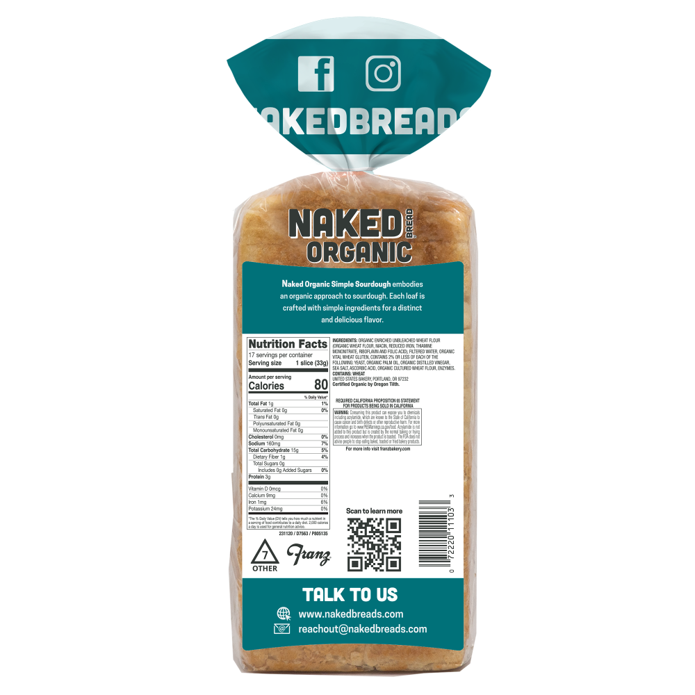 slide 3 of 3, Naked Bread® Organic Simple Sourdough Bread, 20 oz