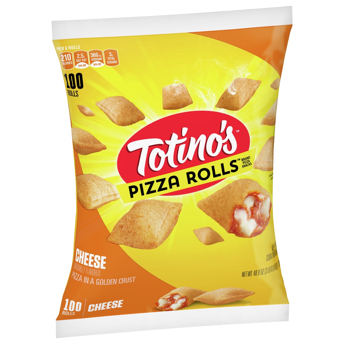 slide 8 of 9, Totino's Pizza Rolls, Cheese Flavored, Frozen Snacks, 48.85 oz, 100 ct, 100 ct