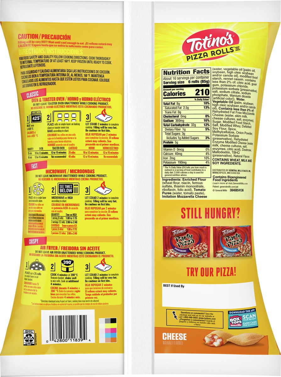 slide 3 of 9, Totino's Pizza Rolls, Cheese Flavored, Frozen Snacks, 48.85 oz, 100 ct, 100 ct