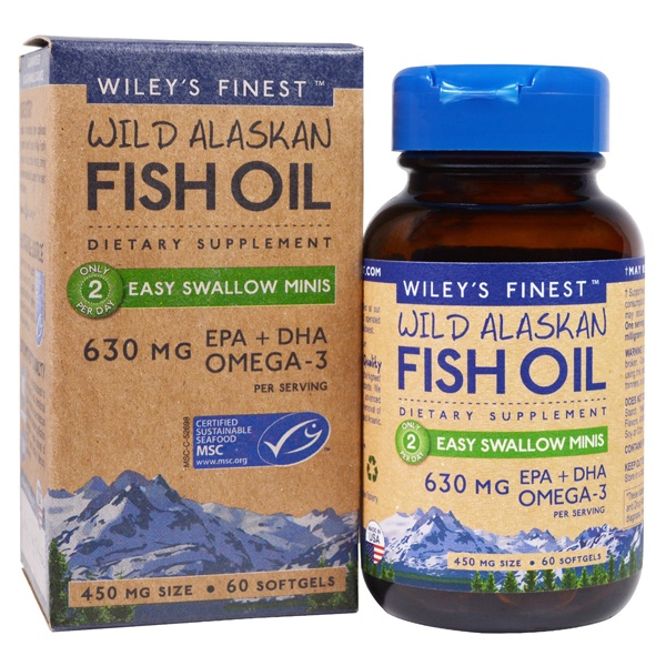 slide 1 of 1, Wiley's Finest Wild Alaskan Fish Oil Softgels, 60 ct