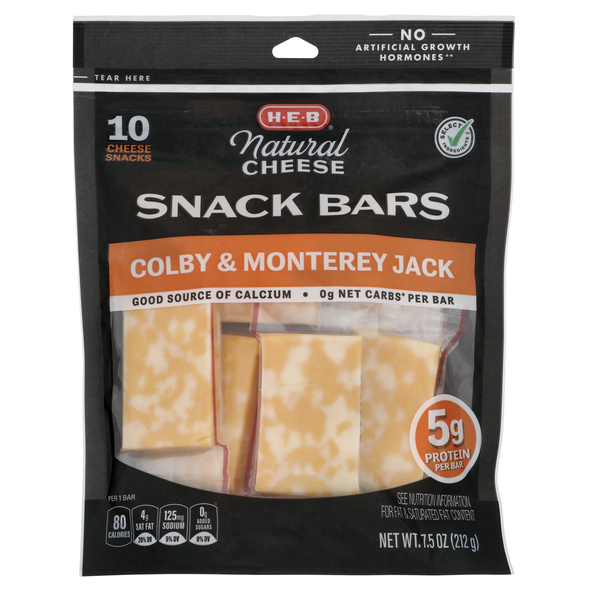 slide 1 of 1, H-E-B Colby Jack Cheese Bar Snacks, 10 ct