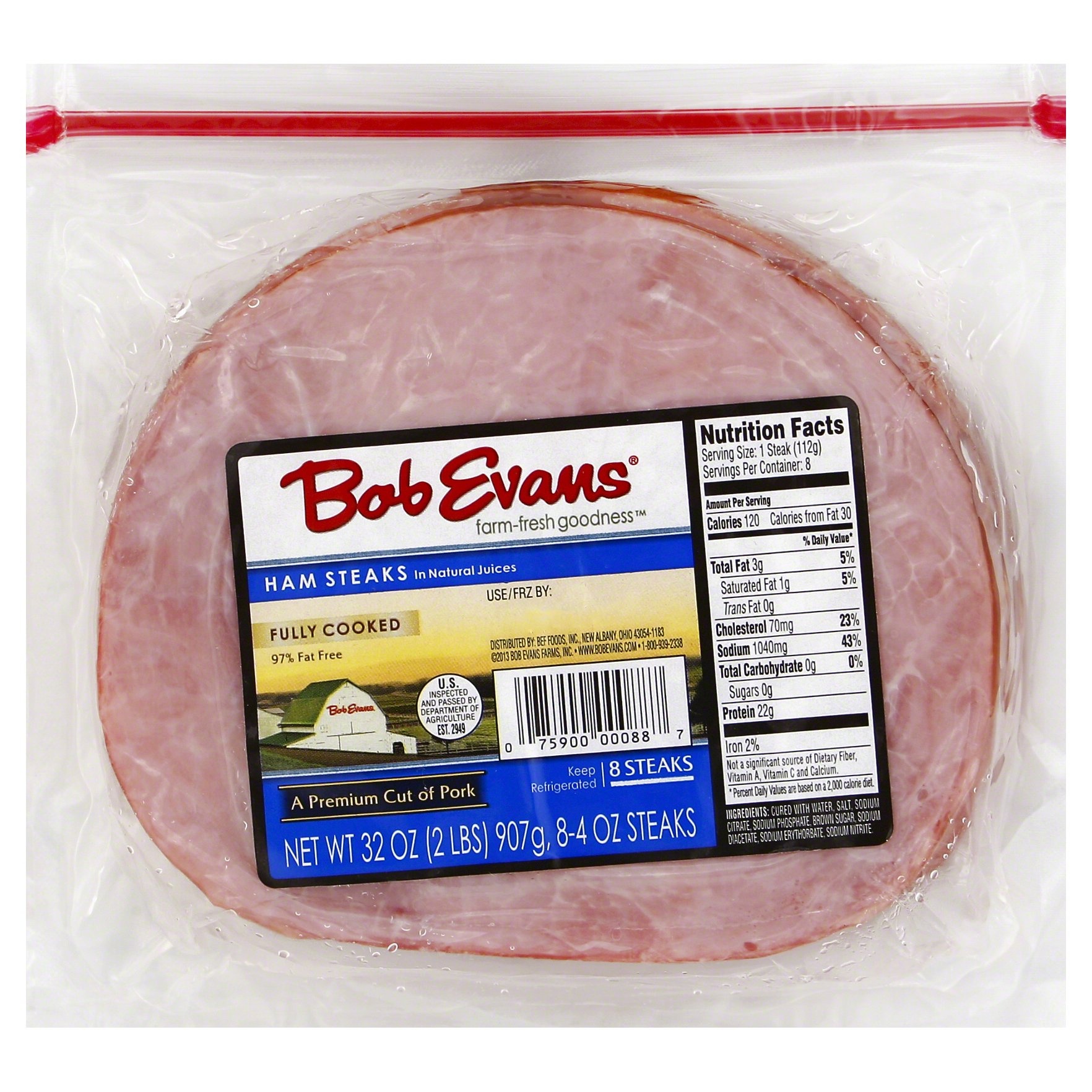 slide 1 of 3, Bob Evans Farm-Fresh Goodness Ham Steaks, 32 oz