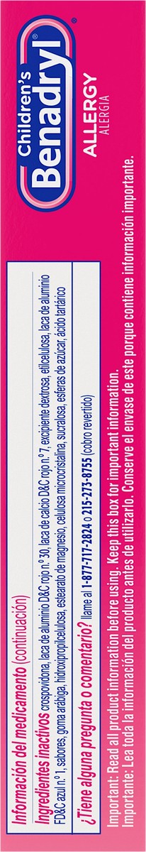 slide 7 of 7, Benadryl Allergy Chewables with Diphenhydramine HCl, Antihistamine Chewable Tablets For Relief of Allergy Symptoms Like Sneezing, Itchy Eyes, & More, Grape Flavor,, 20 ct