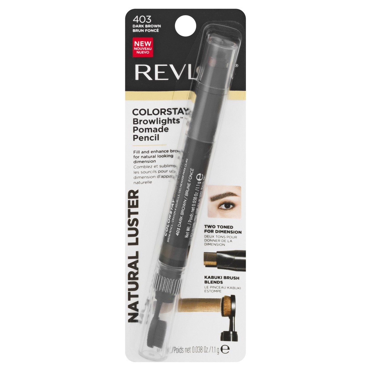 slide 1 of 9, Revlon ColorStay Browlights Pomade Pencil Dark Brown, 1 ct