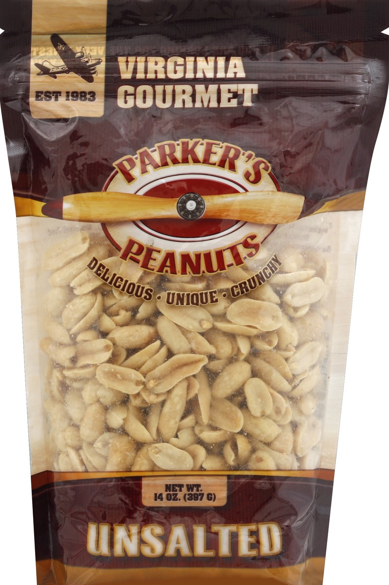 slide 2 of 2, Parker's Unsalted Peanuts, 14 oz