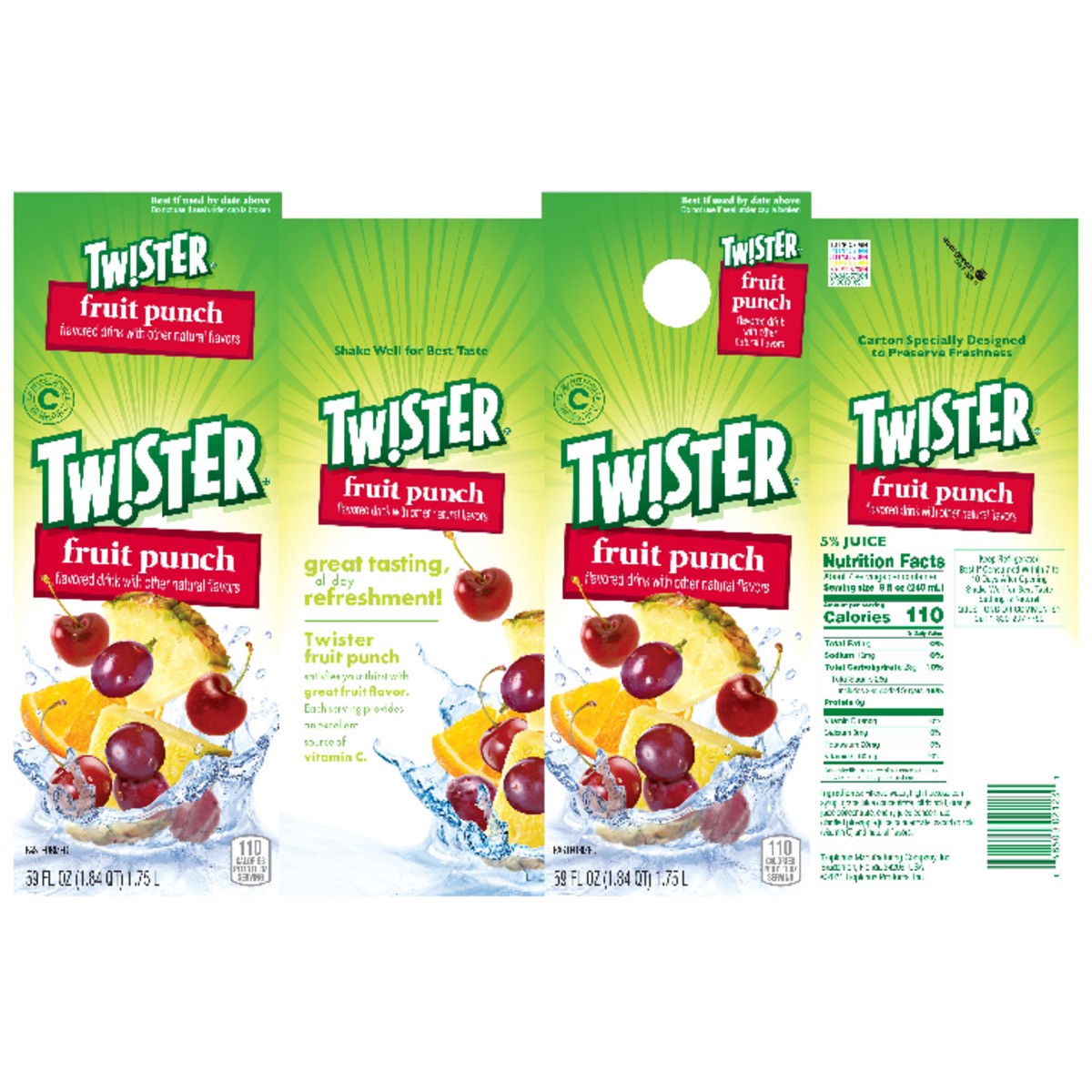 slide 9 of 14, Twister Tw!ster Flavored Drink, Fruit Punch- 59 fl oz, 59 fl oz