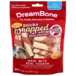 DreamBone Sticks Wrapped Real Chicken Mini Dog Chews with Chicken & Vegetables 15 Sticks