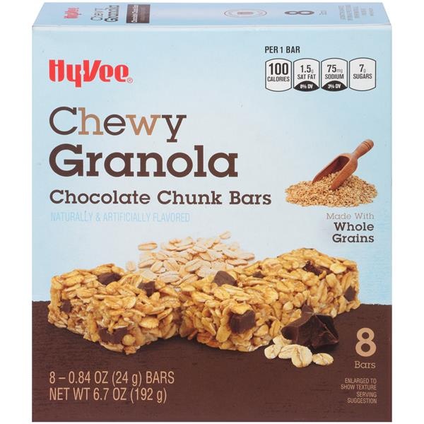 slide 1 of 1, Hy-vee Chocolate Chunk Chewy Granola Bars, 64.7 oz