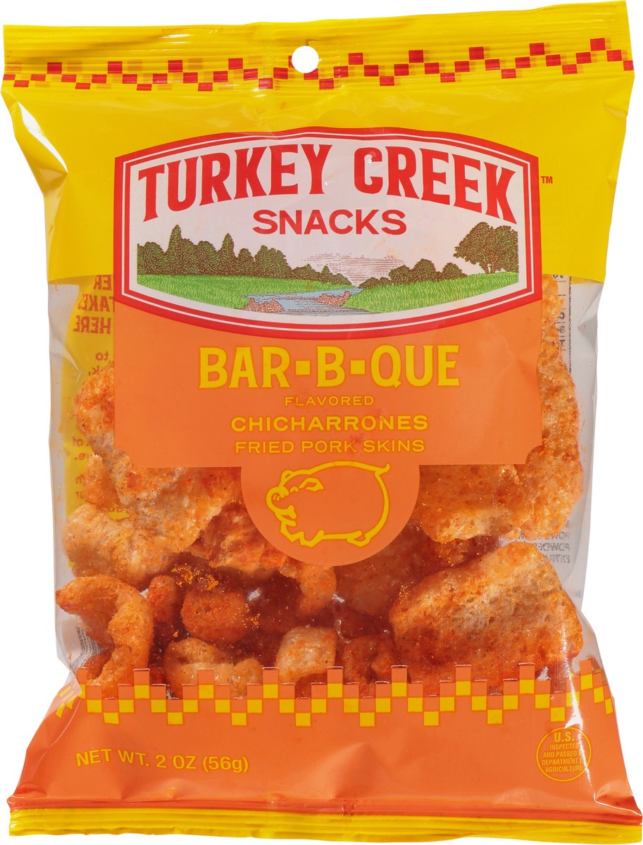 slide 6 of 13, Turkey Creek Bar-Que Flavored Chicharrones - 2 oz, 2 oz