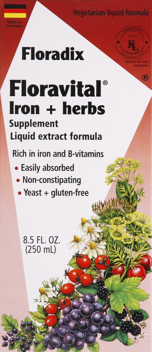 slide 3 of 5, Floradix Floravital Iron + Herbs Liquid Extract Formula, 8.5 fl oz