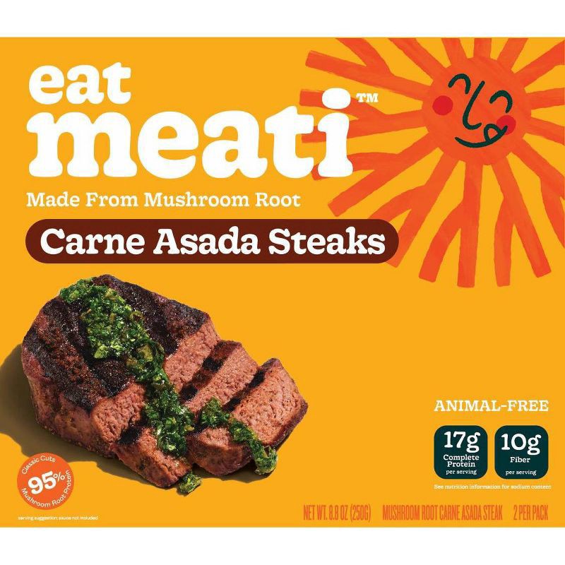 slide 1 of 2, Eat Meati Mushroom Root Animal-Free Carne Asada Steaks 2 ea, 2 ct