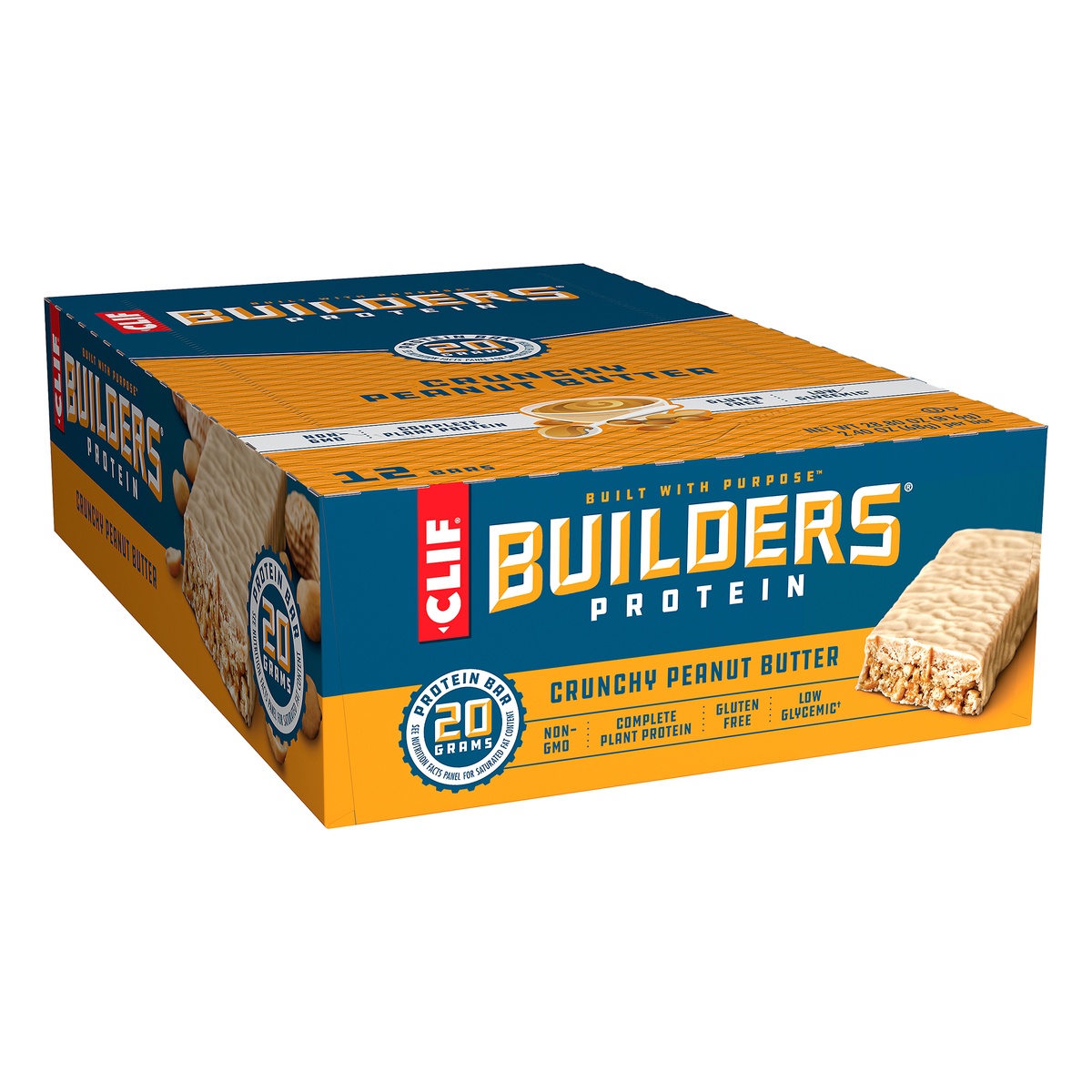 slide 2 of 10, CLIF Builder's Crunchy Peanut Butter Protein Bars, 12 ct; 2.4 oz