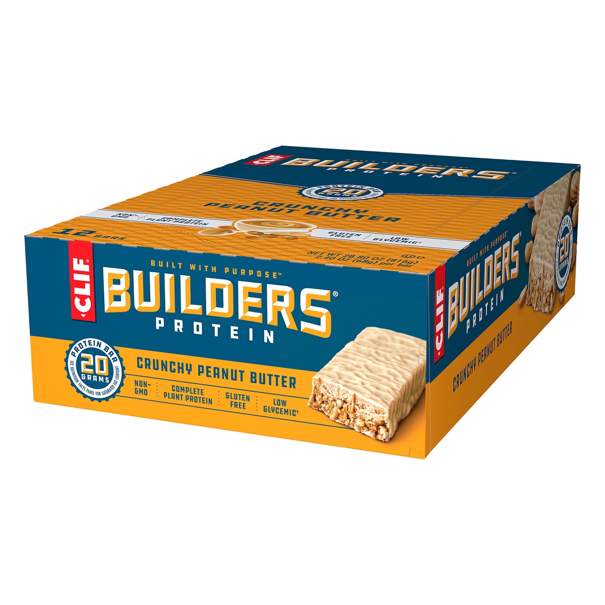 slide 3 of 10, CLIF Builder's Crunchy Peanut Butter Protein Bars, 12 ct; 2.4 oz