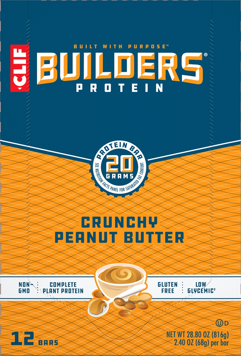 slide 6 of 10, CLIF Builder's Crunchy Peanut Butter Protein Bars, 12 ct; 2.4 oz