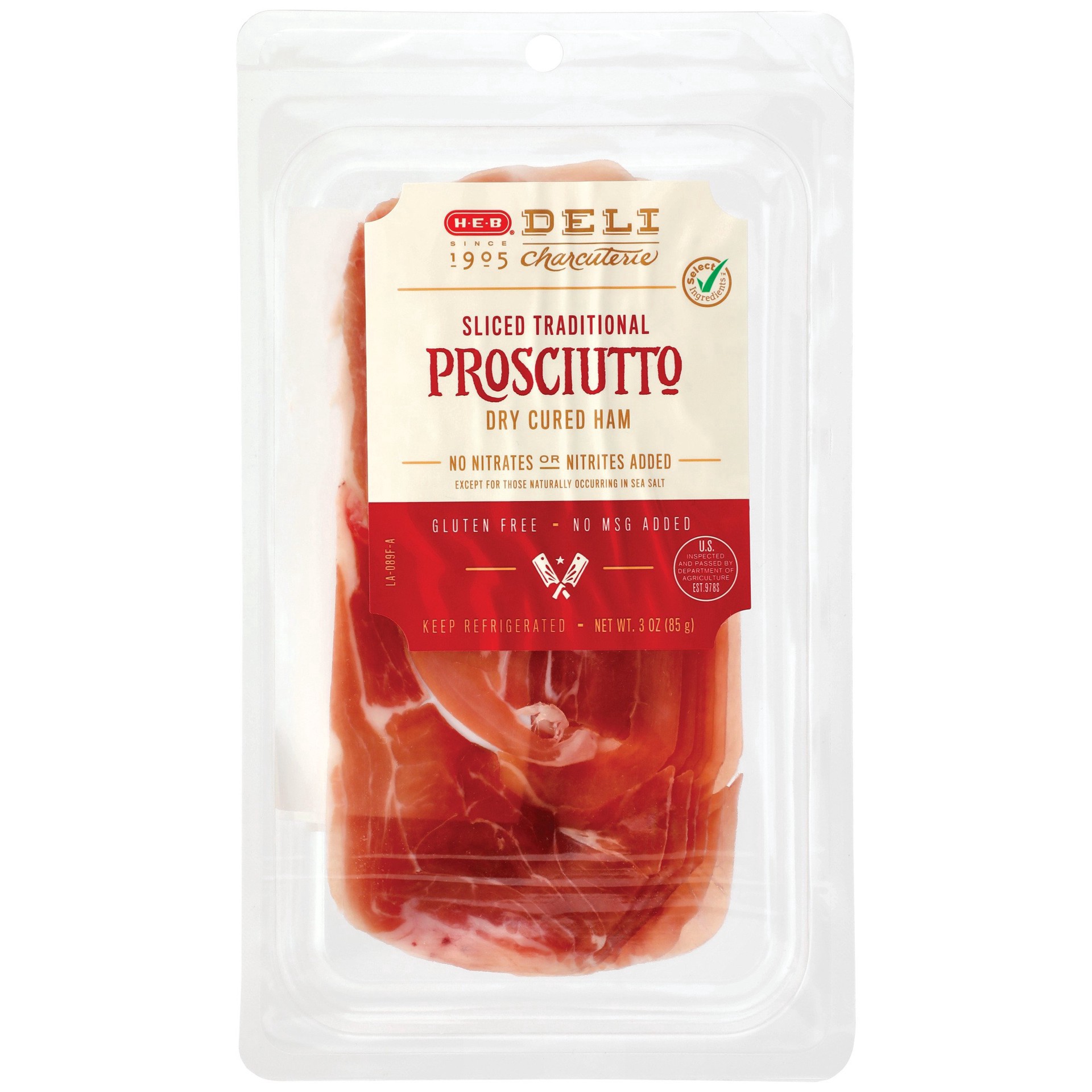 slide 1 of 1, H-E-B Sliced Traditional Prosciutto, 3 oz