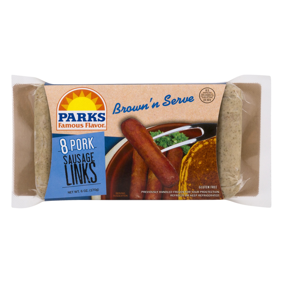 slide 1 of 1, Parks Brown & Serve Pork Sausage Links, 8 ct; 6 oz