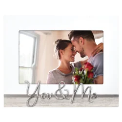 Malden "You & Me" Sentiment Tabletop Frame, White and Natural Wood, 4x6 in