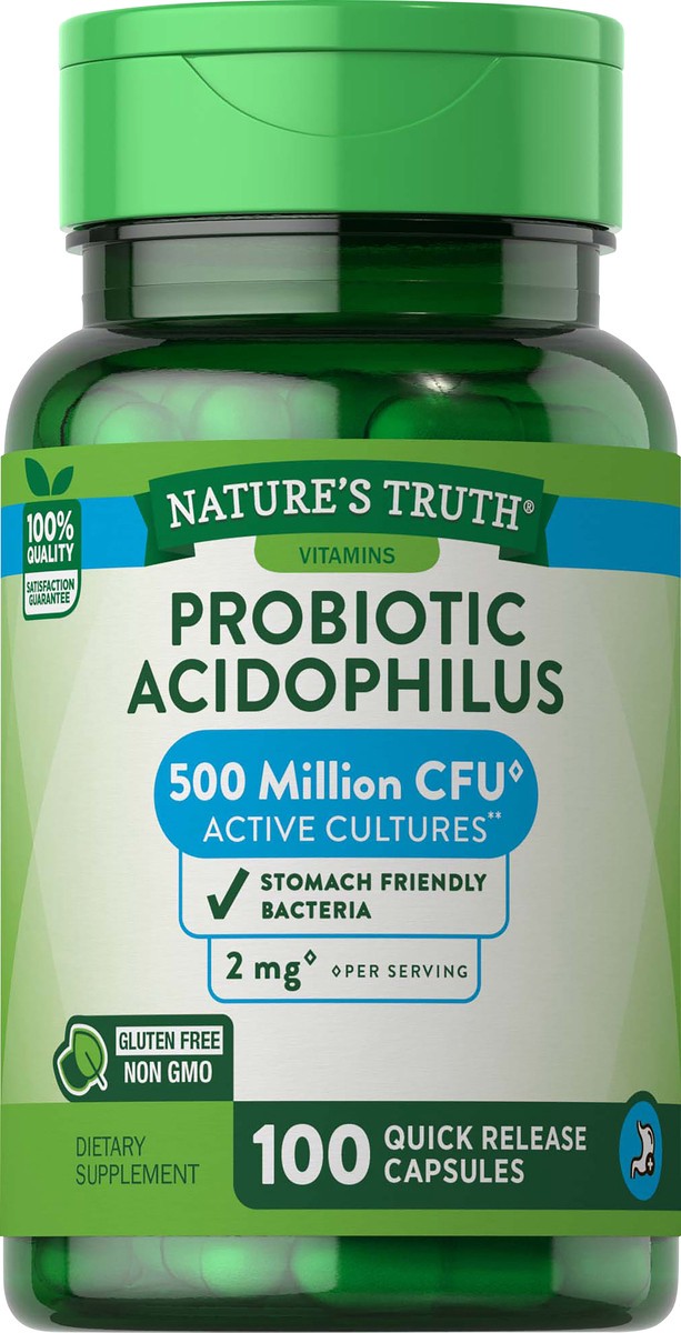 slide 5 of 5, Nature's Truth Probiotic Acidophilus, Quick Release Capsule, 100 ct