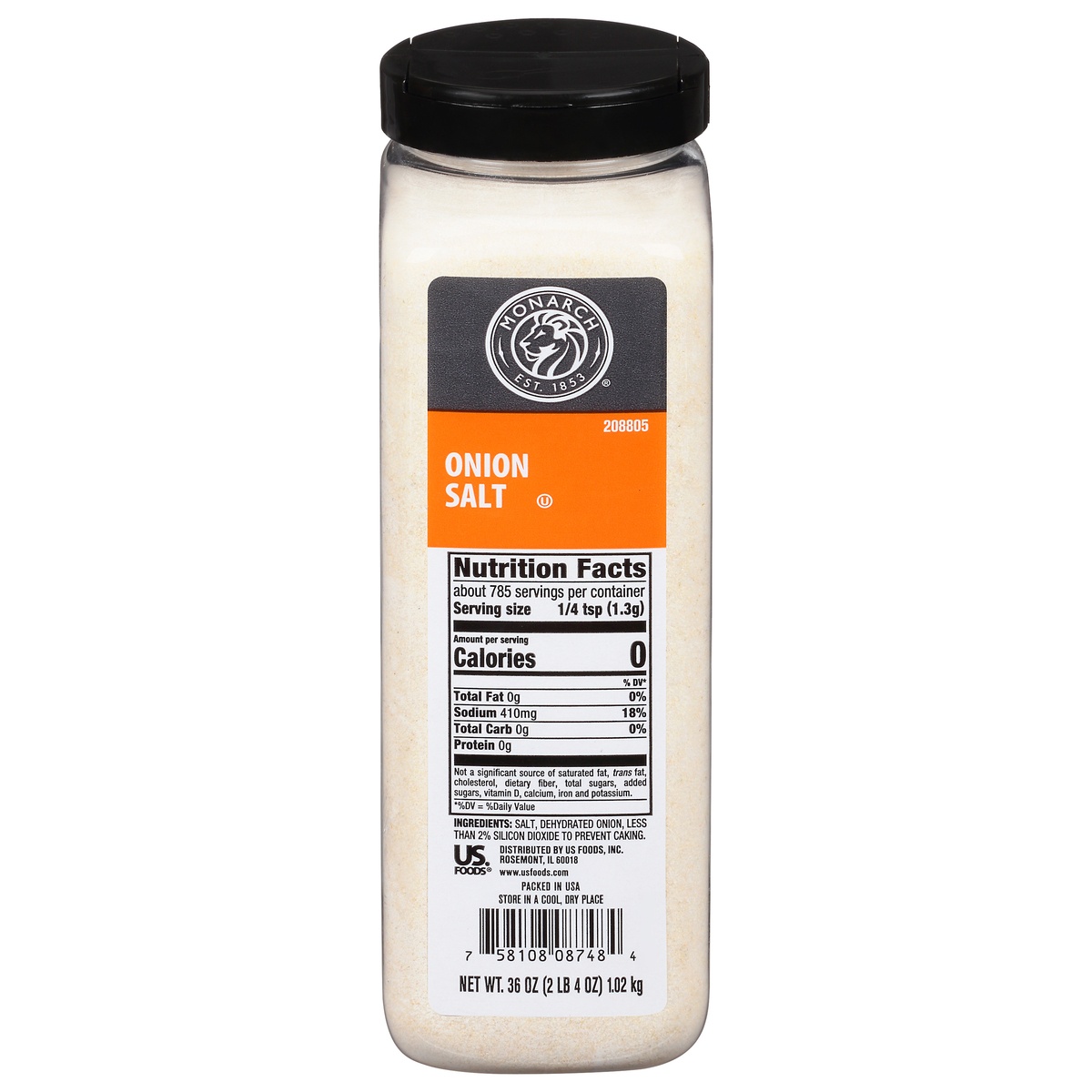 slide 1 of 1, Monarch Onion Salt 36 oz, 36 oz