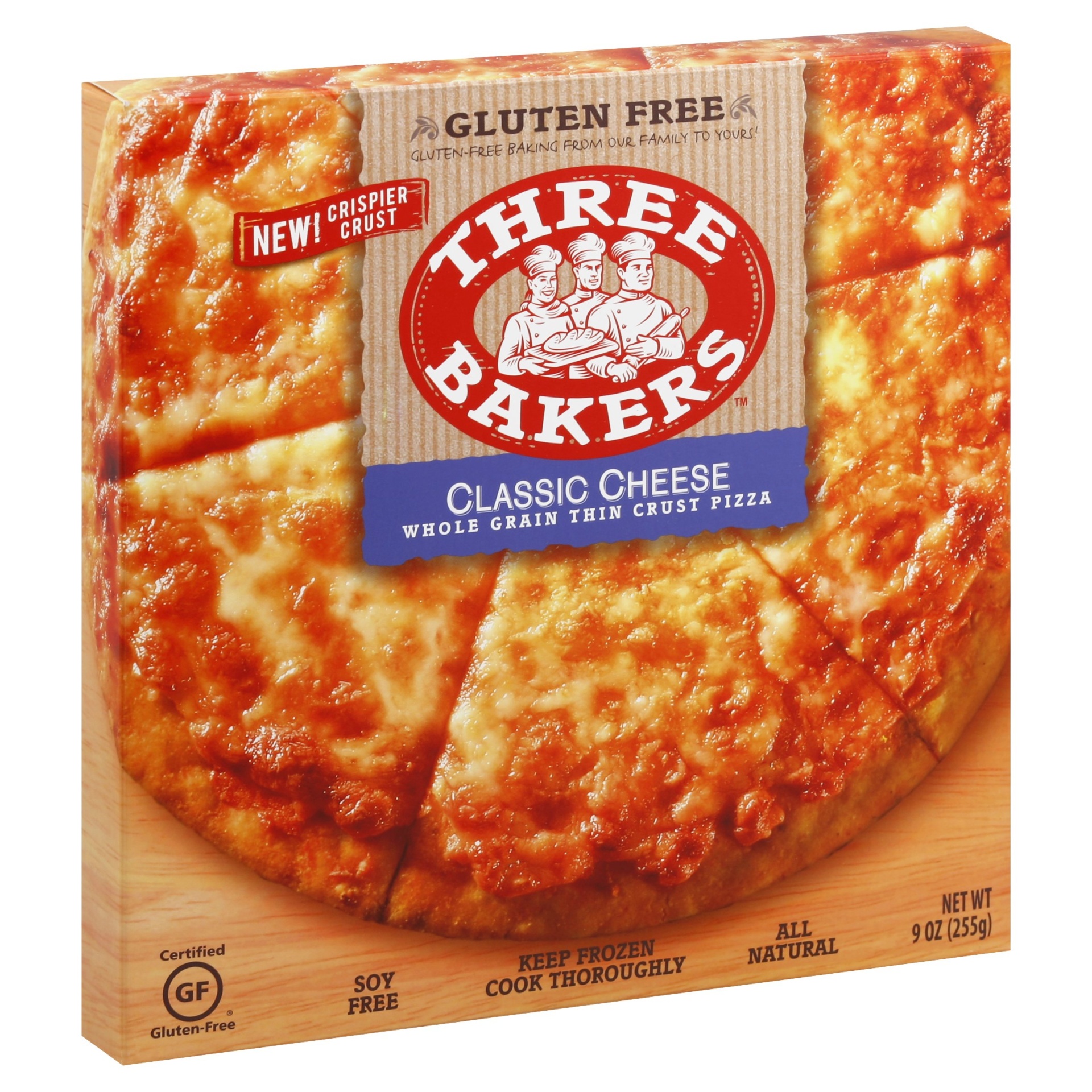 slide 1 of 1, Three Bakers Gluten Free Pizza - Classic Cheese, 9 oz