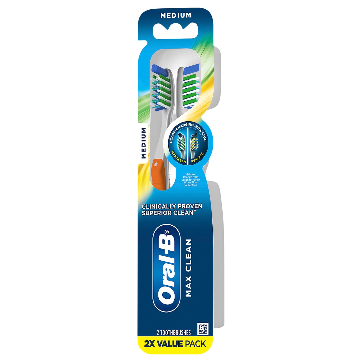 slide 3 of 8, Oral-B CrossAction Max Clean Manual Toothbrush, Medium, 2 Count, 2 ct