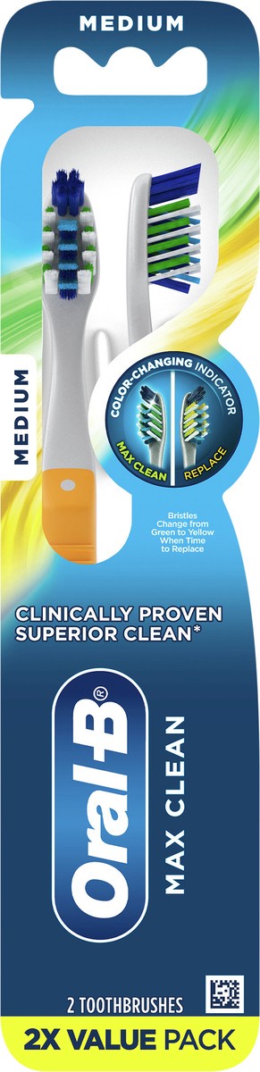 slide 5 of 8, Oral-B CrossAction Max Clean Manual Toothbrush, Medium, 2 Count, 2 ct