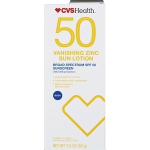 slide 1 of 1, CVS Health Vanishing Zinc Body Sun Lotion Spf 50, 3 oz