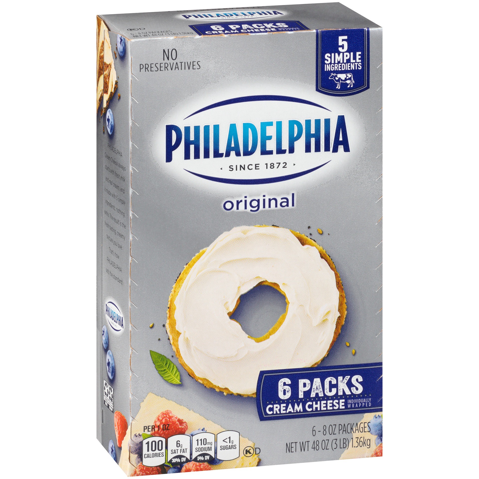 slide 11 of 13, Philadelphia Original Cream Cheese, 6 ct Pack, 8 oz Brick, 48 oz