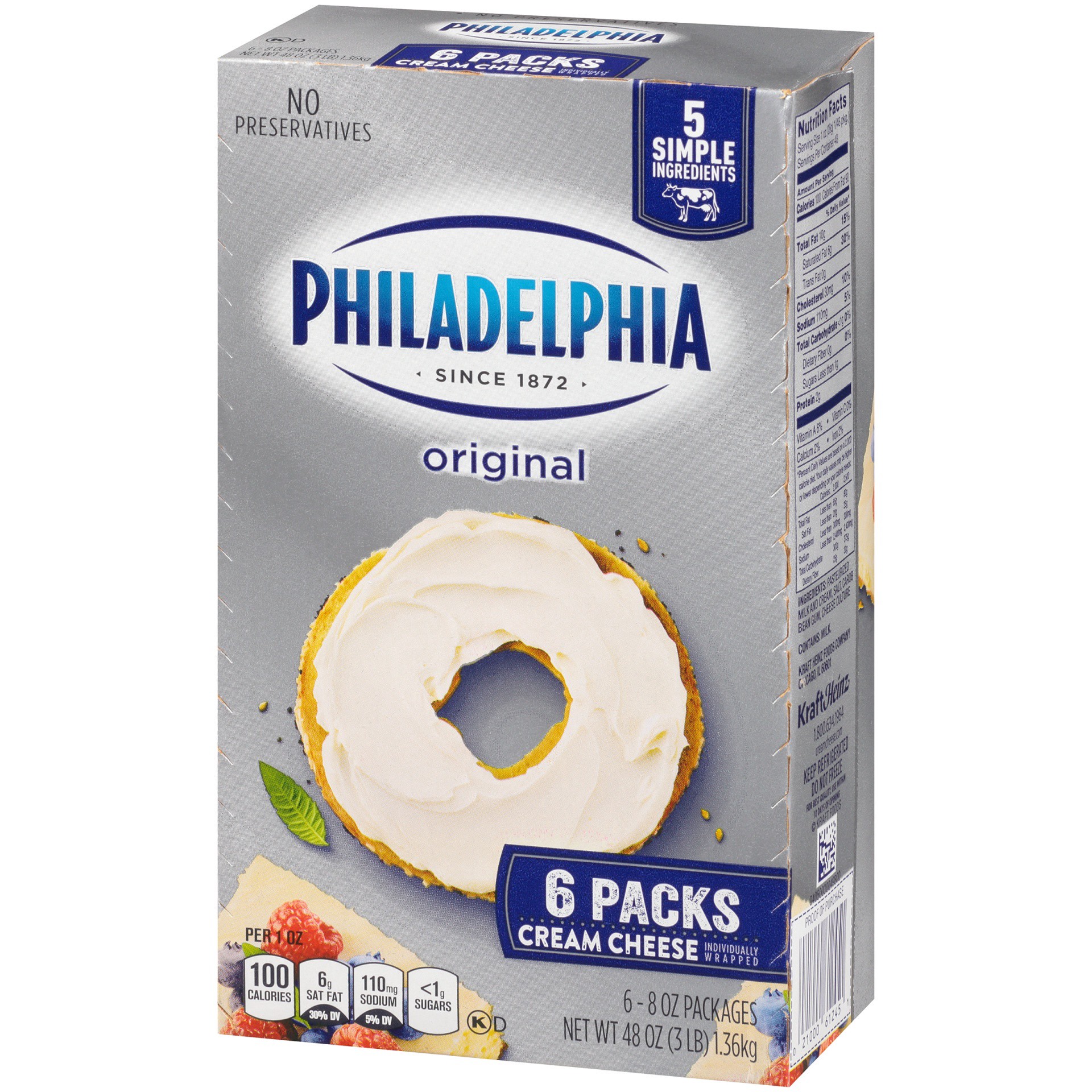 slide 3 of 13, Philadelphia Original Cream Cheese, 6 ct Pack, 8 oz Brick, 48 oz