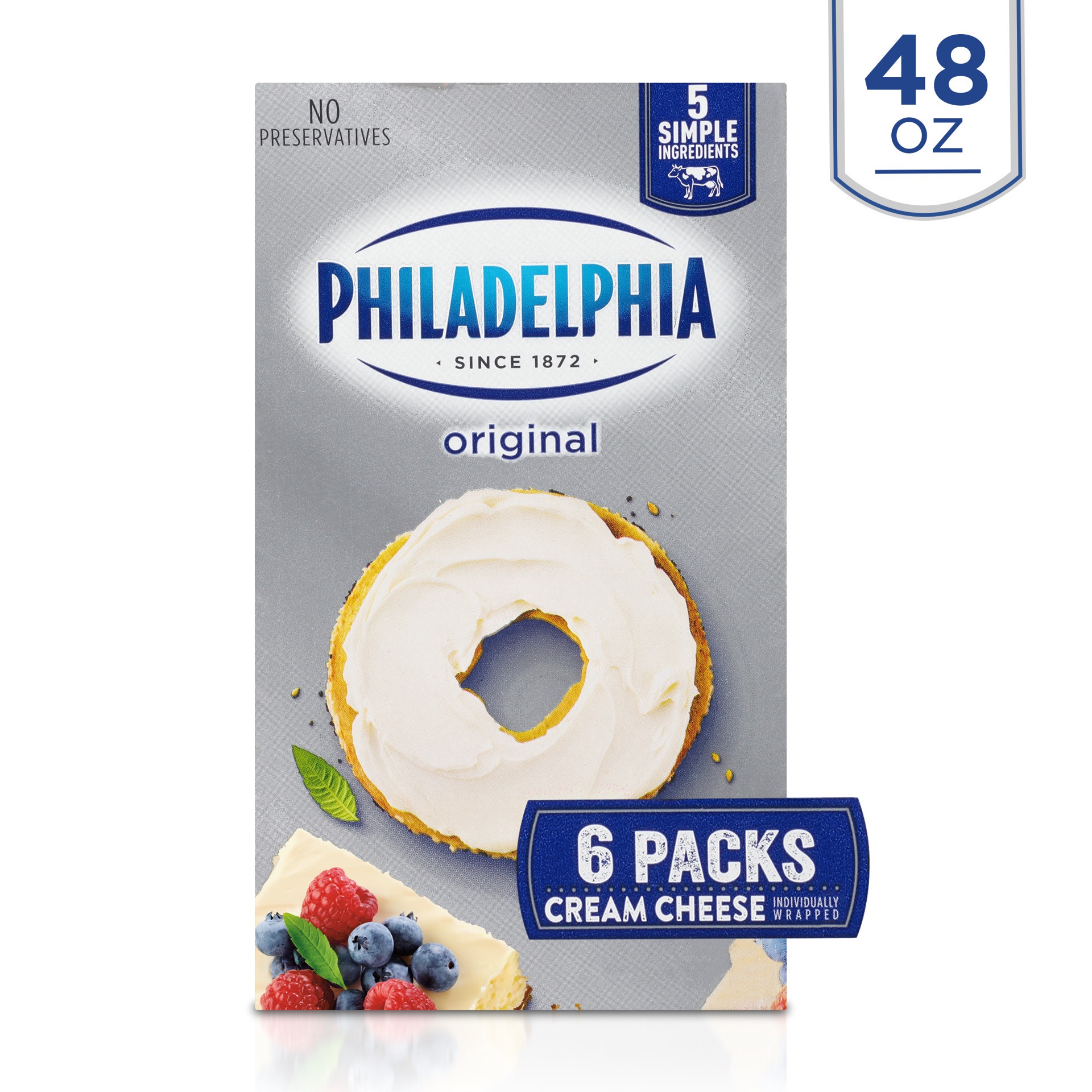 slide 1 of 13, Philadelphia Original Cream Cheese, 6 ct Pack, 8 oz Brick, 48 oz