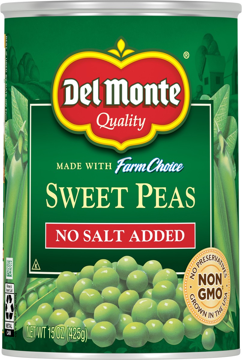 slide 6 of 6, Del Monte No Salt Added Fresh Cut Sweet Peas, 15 oz