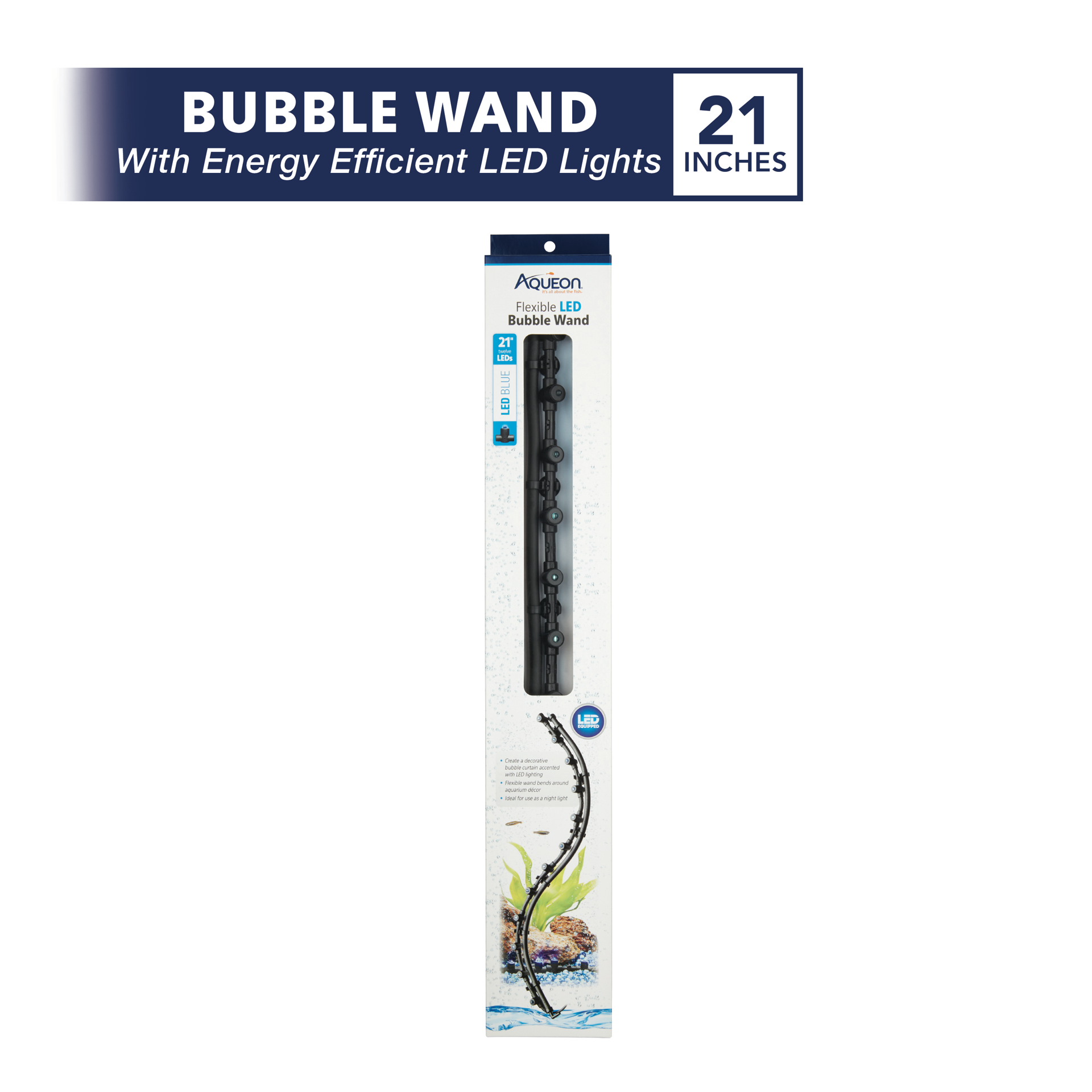 slide 2 of 8, Aqueon Flexible LED Bubble Wand Blue 21 Inches, 1 ct