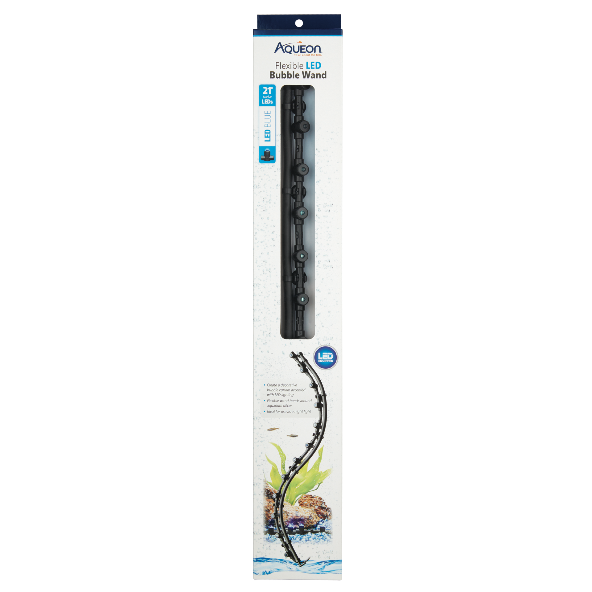 slide 1 of 8, Aqueon Flexible LED Bubble Wand Blue 21 Inches, 1 ct