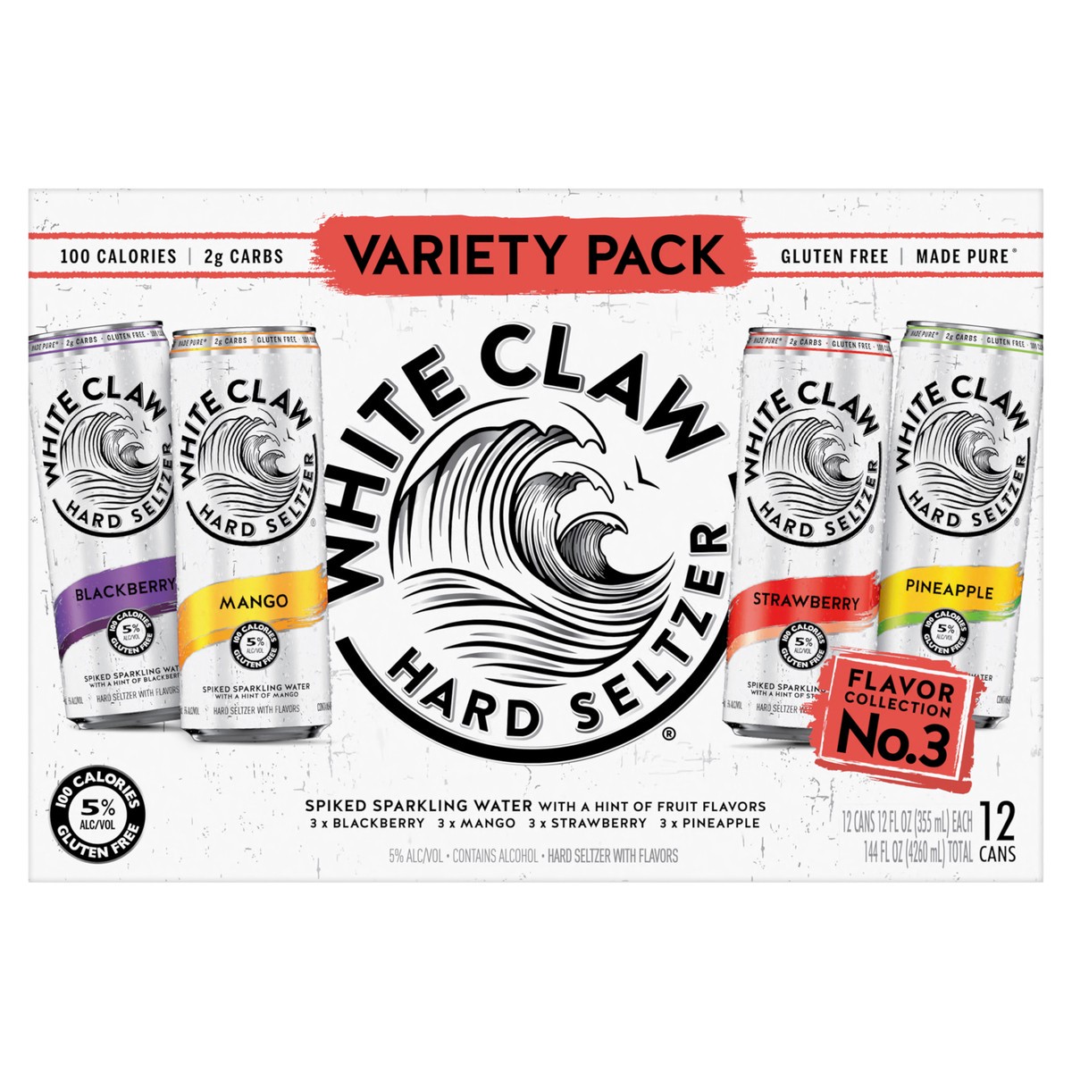 slide 1 of 7, White Claw Variety Pack No.3 12pk, 12 ct; 12 oz