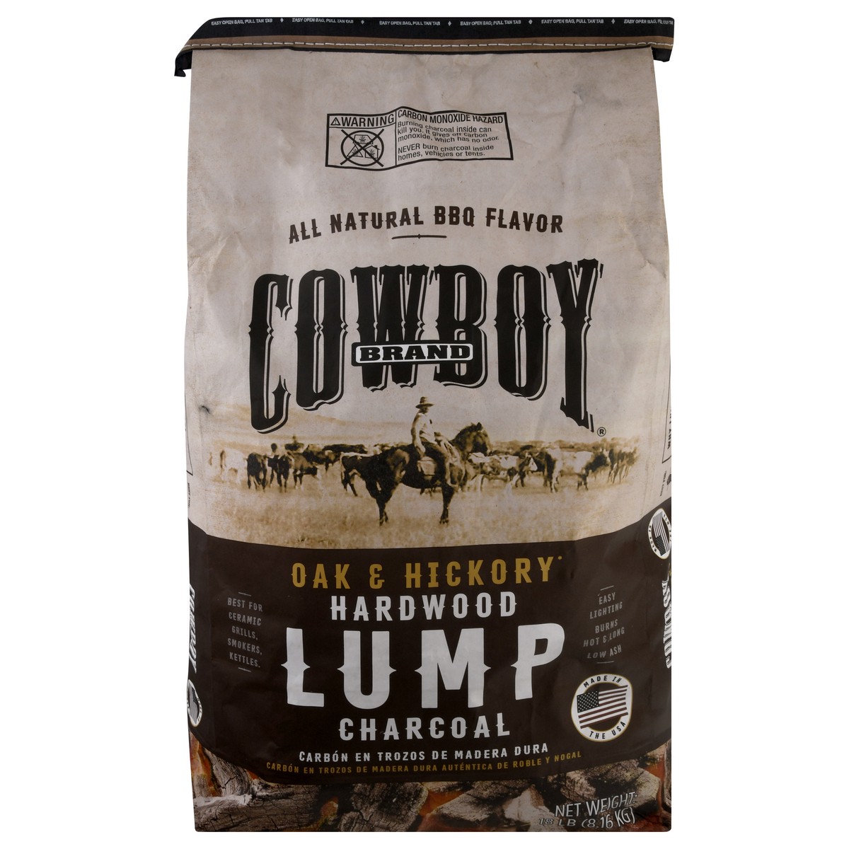 slide 7 of 11, Cowboy Charcoal Hardwood Oak & Hickory Lump Charcoal 18 lb, 18 lb