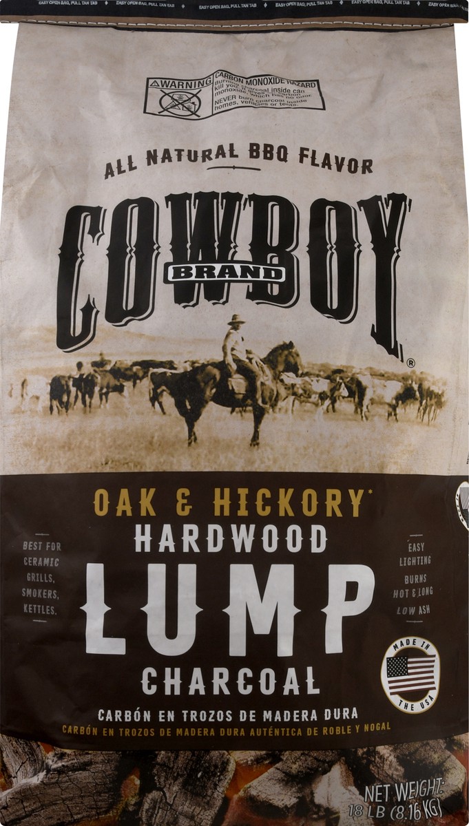 slide 1 of 11, Cowboy Charcoal Hardwood Oak & Hickory Lump Charcoal 18 lb, 18 lb