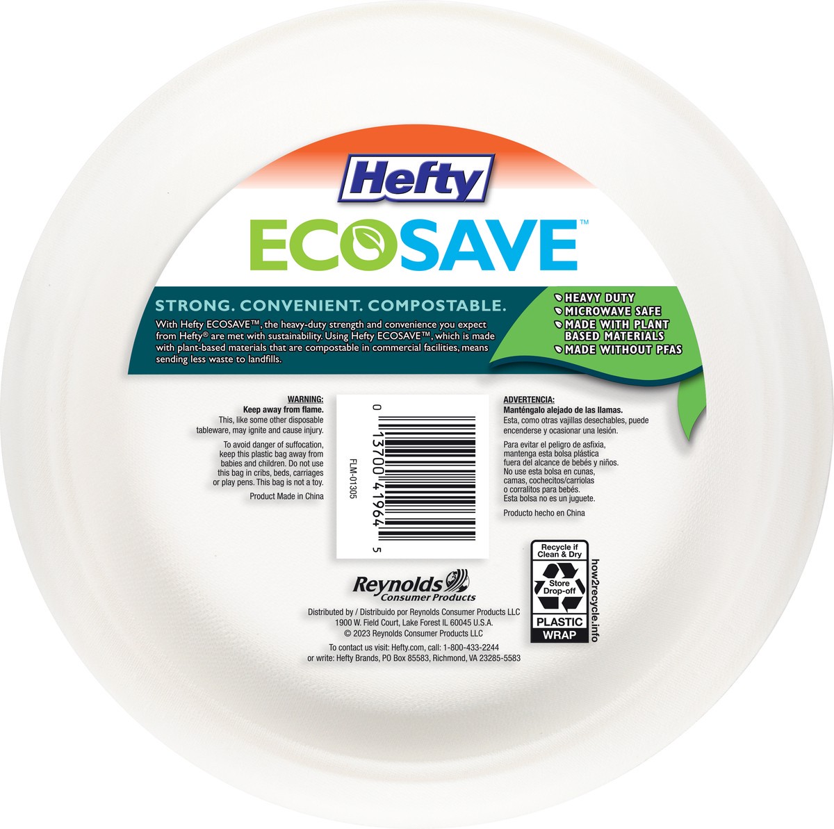 slide 3 of 7, Hefty EcoSave 28 Fluid Ounce Compostable Bowls Large 15 ea, 15 ct