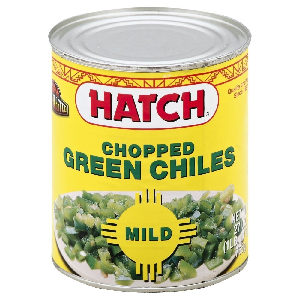 slide 1 of 1, Hatch Select Green Chiles Gluten Free Chopped Fireroasted Mild Can, 27 oz