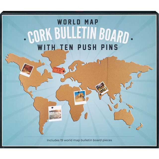 slide 1 of 1, World Map Cork Board, 1 ct